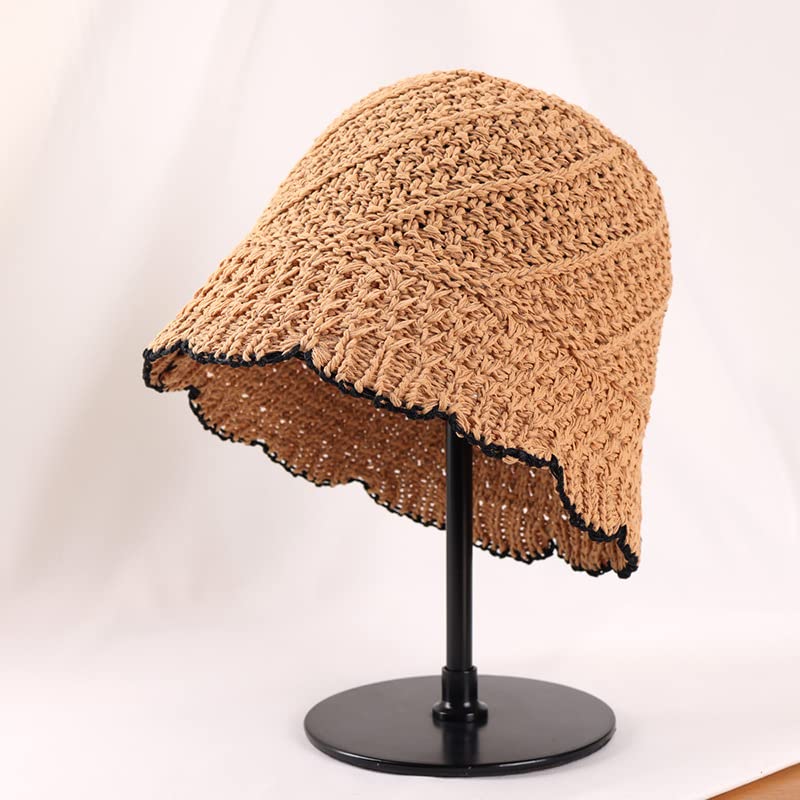 2022 New Women's Crochet Wide Brim Sun Hat - Fashionable Summer Beach Bucket Hat & Luxury Fisherman Hat for Outdoor Travel, Vacations, and Sun Protection | Perfect for Beach Trips, Poolside Lounging, and Summer Fashion Accessories