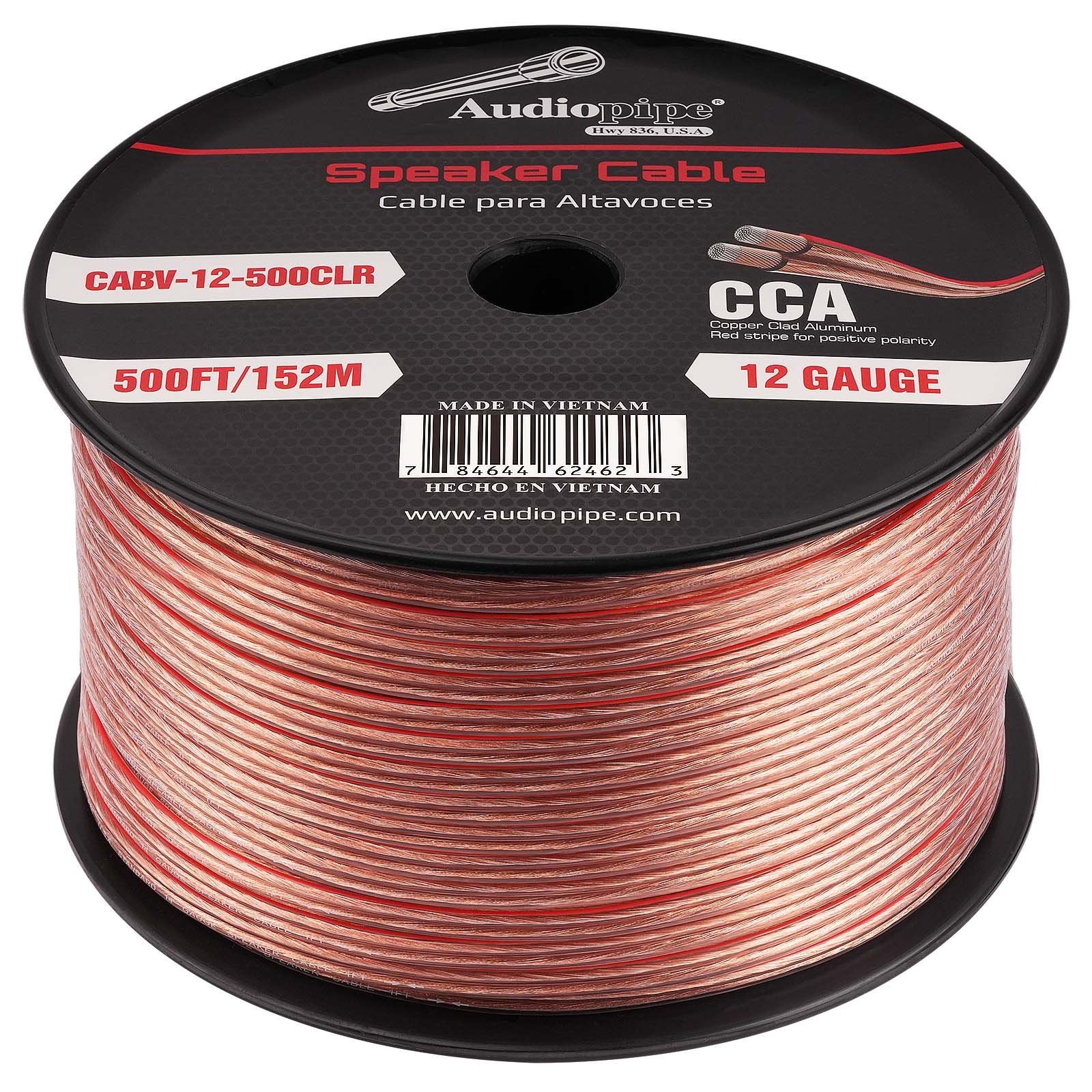 500FT 12AWG Speaker Cable - High Performance Oxygen-Free Copper Wire for Home Theater, Studio & Outdoor Audio Systems (CABV 12 500CLR) - Perfect for Surround Sound, PA Systems & Professional Installations