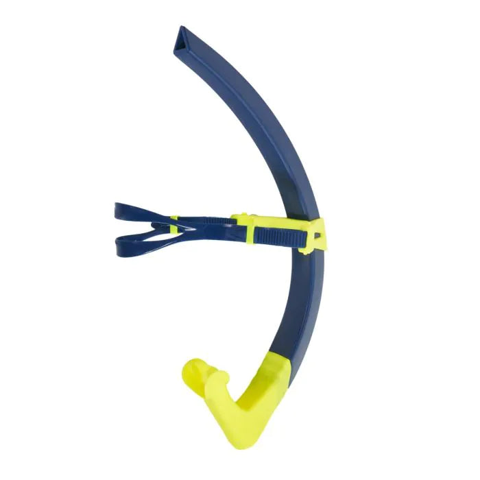 Aqua Sphere Focus Snorkel - Navy & Bright Yellow - Comfortable Swim Snorkel for Lap Swimming, Training, and Snorkeling Adventures