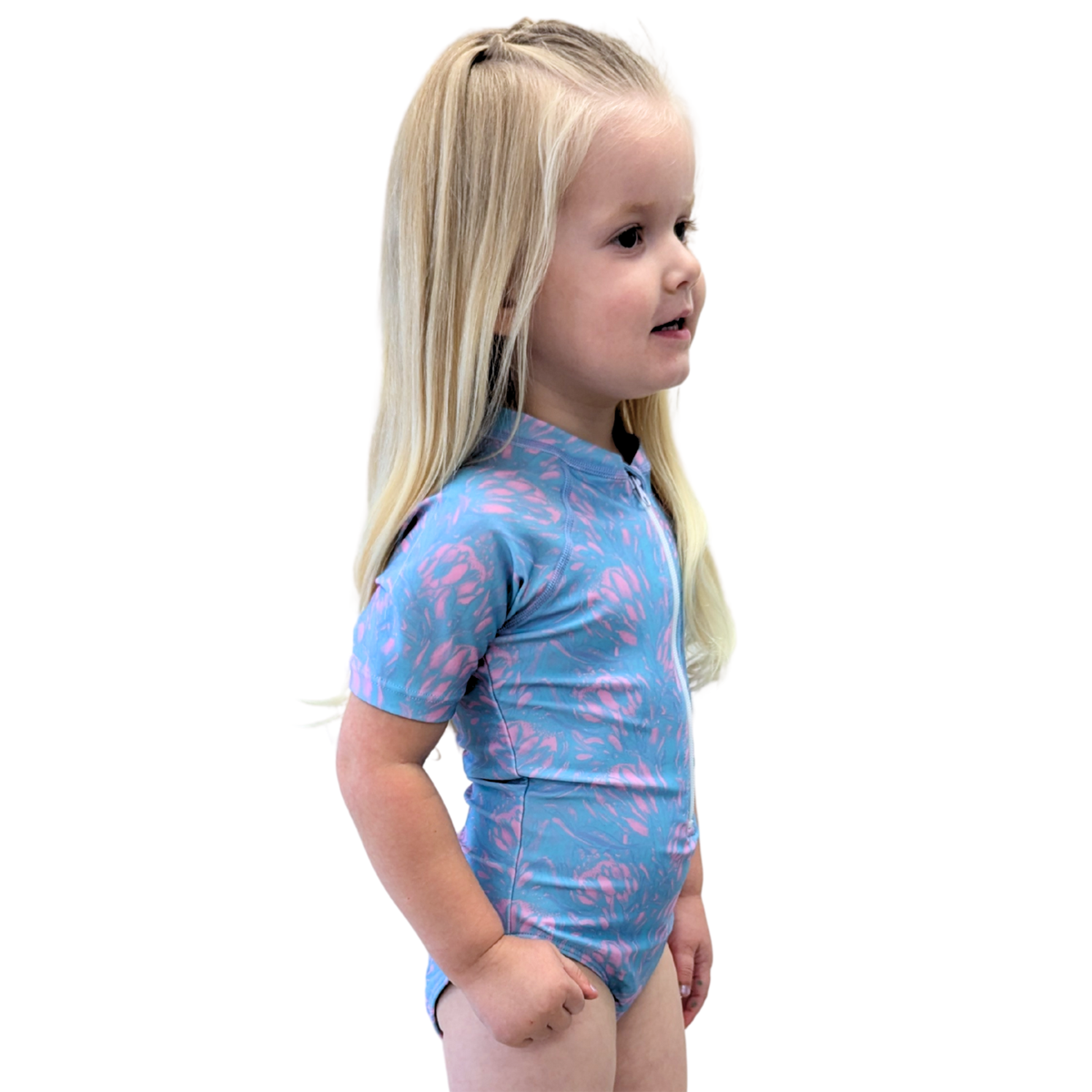 Girls' Short Sleeve Rash Guard One Piece Swimsuit - UV Protection Swimwear for Beach, Pool & Water Sports