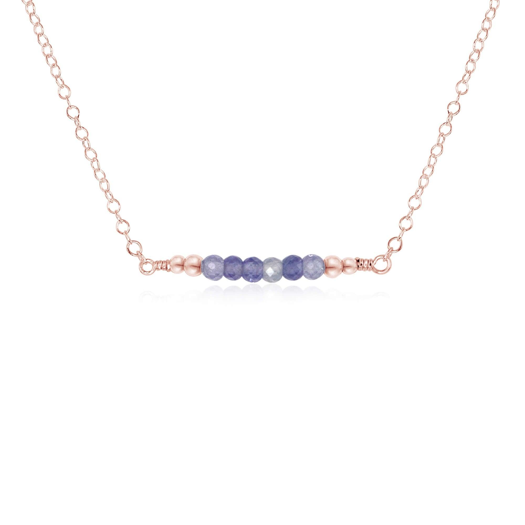 Sparkling Tanzanite Faceted Bead Bar Necklace - Elegant Handmade Jewelry for Women, Perfect for Weddings, Parties & Special Occasions
