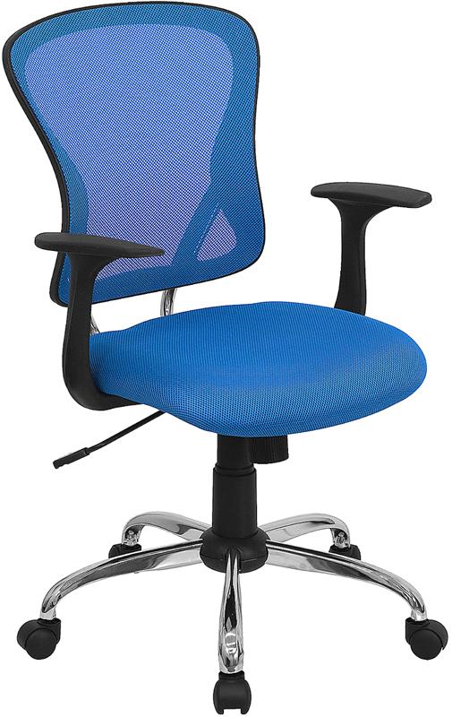 FLASH Alfred Mid Back Black Mesh Swivel Task Office Chair with Chrome Base and Arms - Ergonomic Desk Chair for Home Office, Computer Work & Gaming