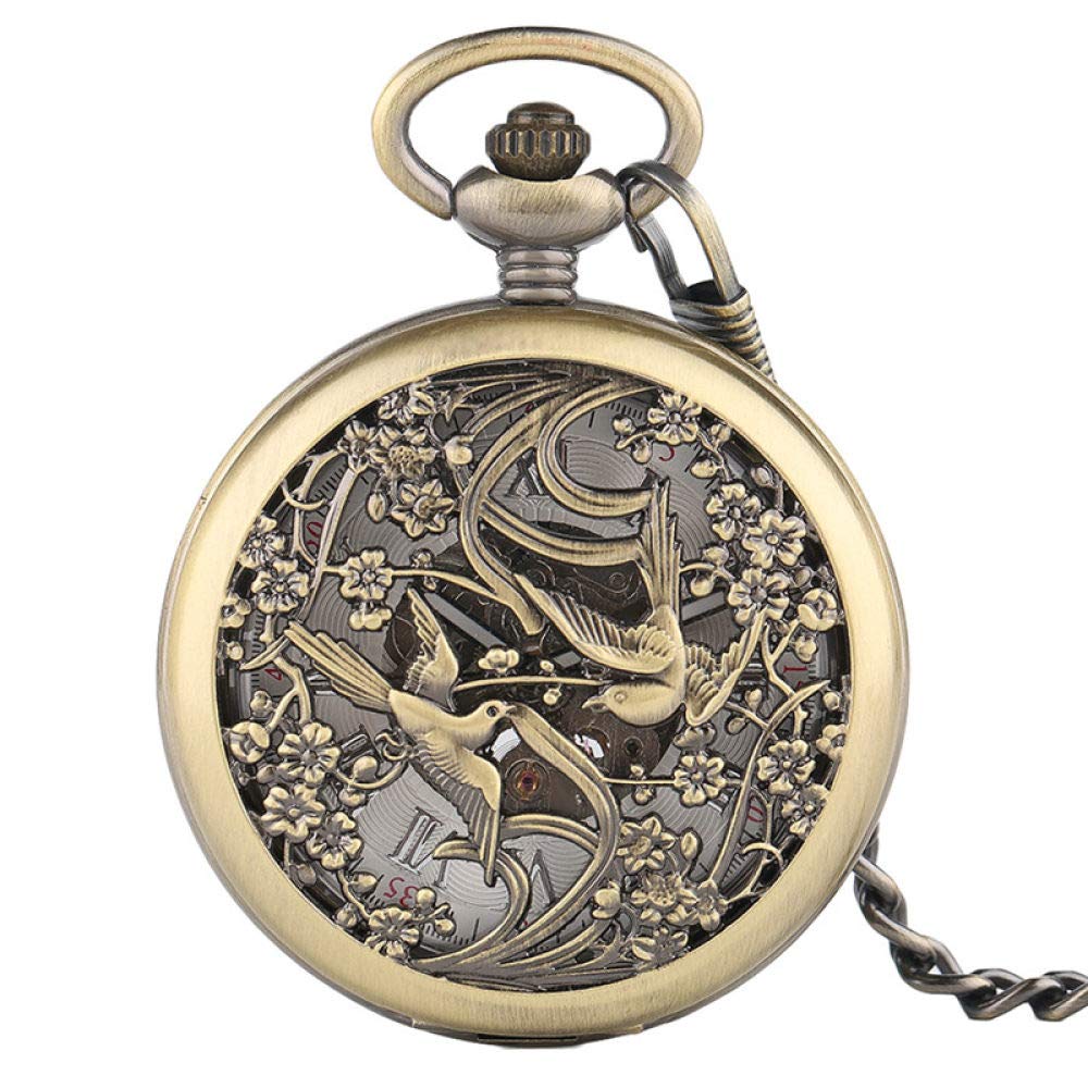OIFMKC Automatic Skeleton Pocket Watch for Men - Vintage Steampunk Mechanical Watch with Chain, Retro Fashion Gift for Him - Perfect for Weddings, Parties & Collectors