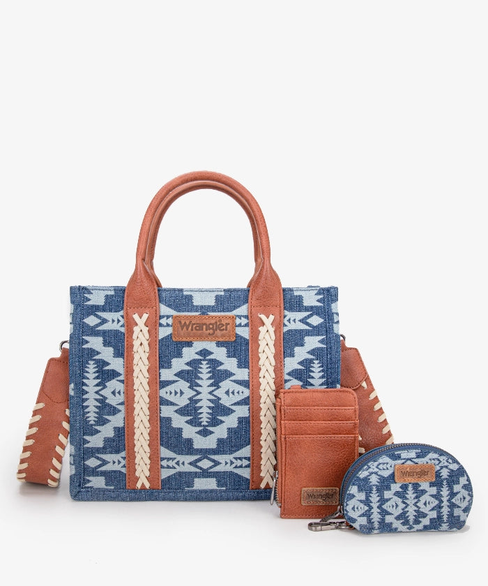 Wrangler Aztec Print Tote Bag Set - Stylish & Durable Cotton Tote Bags for Women - Perfect for Shopping, Beach, Travel & Everyday Use