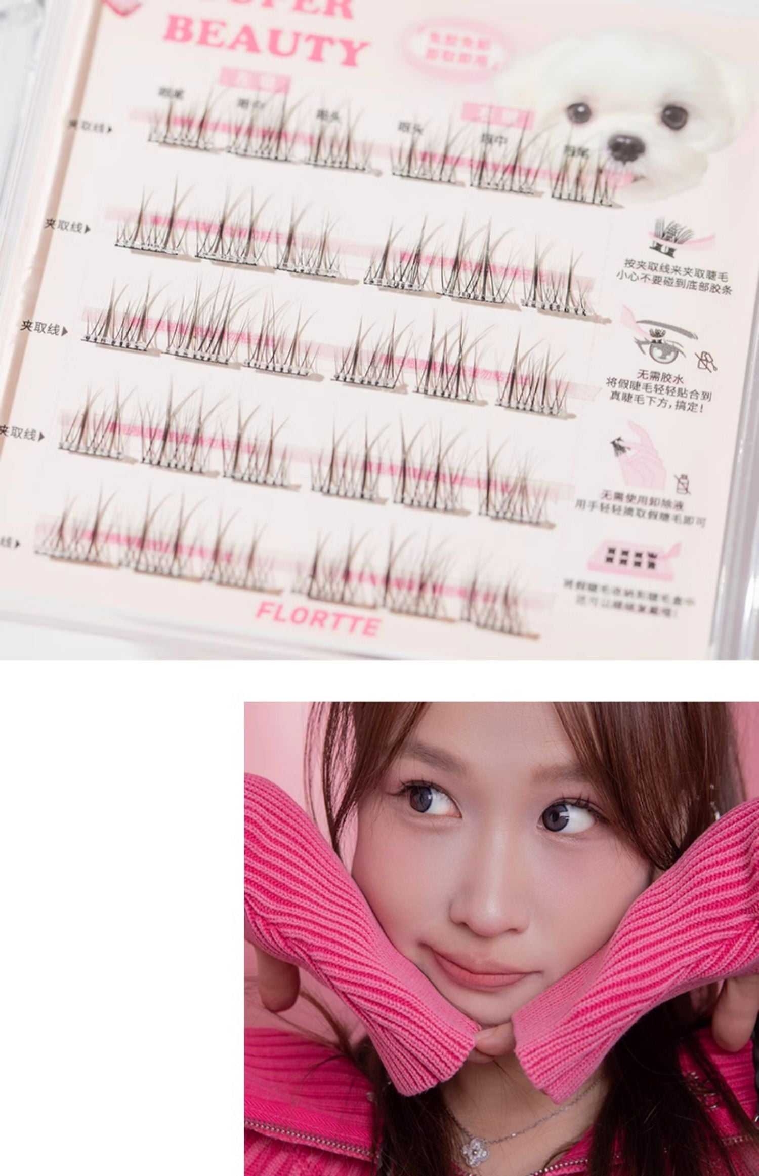 FLORTTE Self Adhesive Clustered False Eyelashes - Natural Looking Volume Lashes for Everyday Wear & Special Occasions