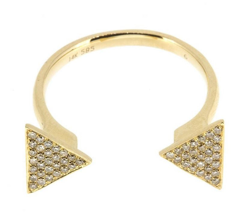 Diamond Open Triangle Ring for Women - Elegant Geometric Stackable Band for Everyday Wear & Special Occasions