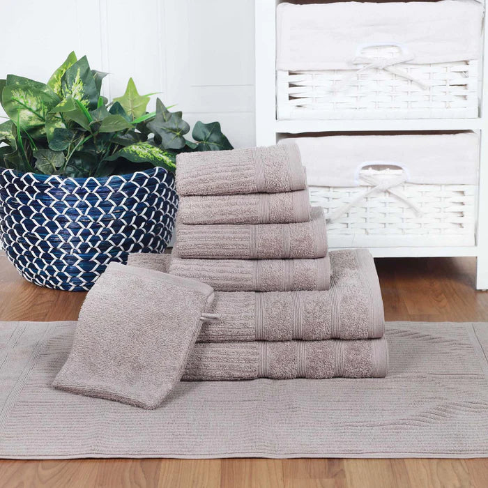 Premium Egyptian Cotton 8-Piece Bath Towel Set with Plush Bath Mat & Wash Gloves - Ultra Soft & Absorbent for Spa, Hotel & Luxury Home Bathroom Experience