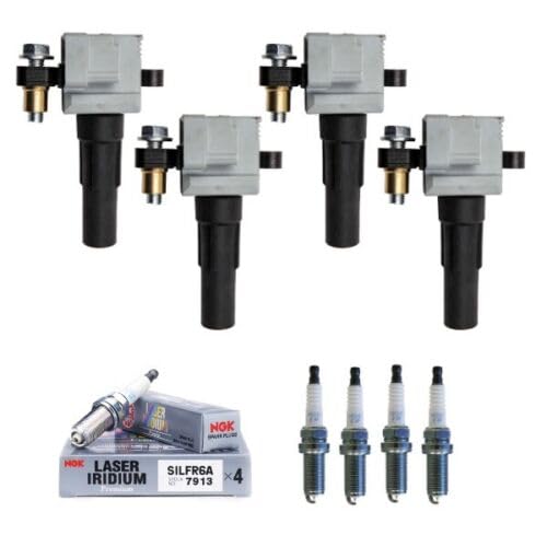 4-Piece Ignition Coil Pack & Spark Plug Set Compatible with Subaru Impreza Legacy Outback 2.5L H4 (2005-2010) - UF508 UF567 Replacement Parts - Improve Engine Performance & Fuel Efficiency for Daily Commuting & Road Trips