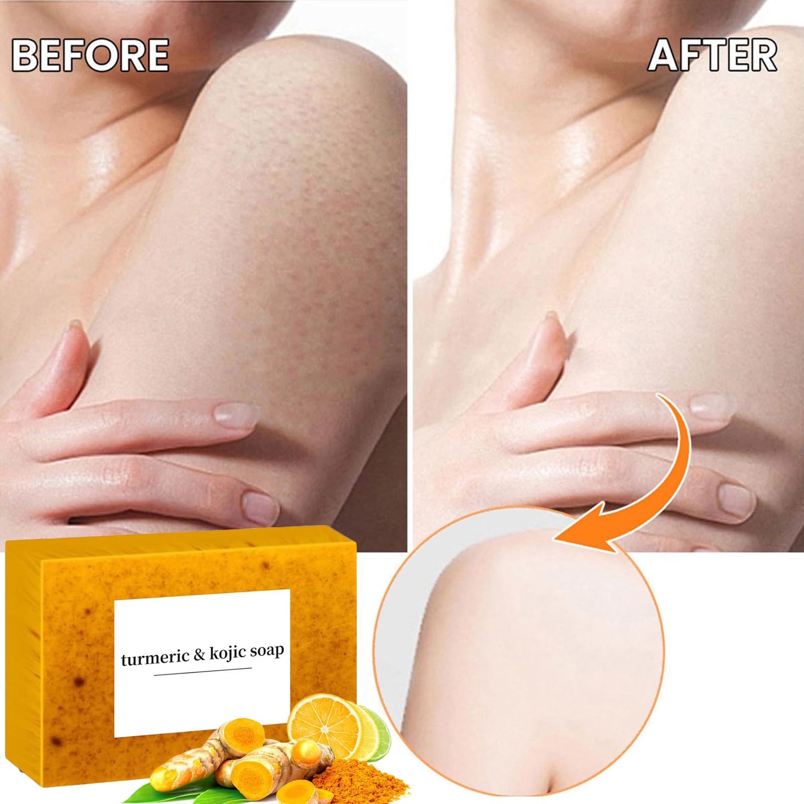 Organic Turmeric & Lemon Soap Bar for Face & Body - Natural Handmade Moisturizing Soap for Women & Men - Brightening, Acne Treatment, Skin Care - Perfect for Daily Cleansing & Spa Relaxation (1PC)