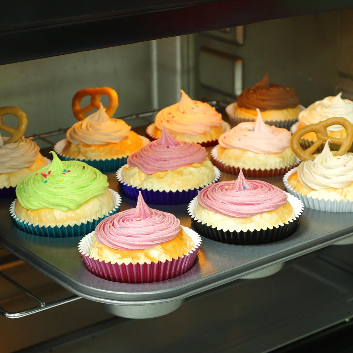 Gifbera White Foil Muffin Cupcake Liners - Standard Size Baking Cups (100 Count) - Perfect for Baking, Party Decorations & Dessert Displays