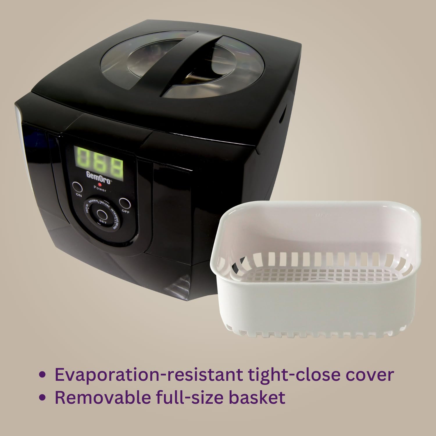 GemOro 1.2-Quart Ultrasonic Jewelry Cleaner with Digital Timer - Professional Cleaning Machine for Rings, Watches, Glasses & Earrings | Perfect for Home, Jewelry Stores & Spa Use (Model 1785)