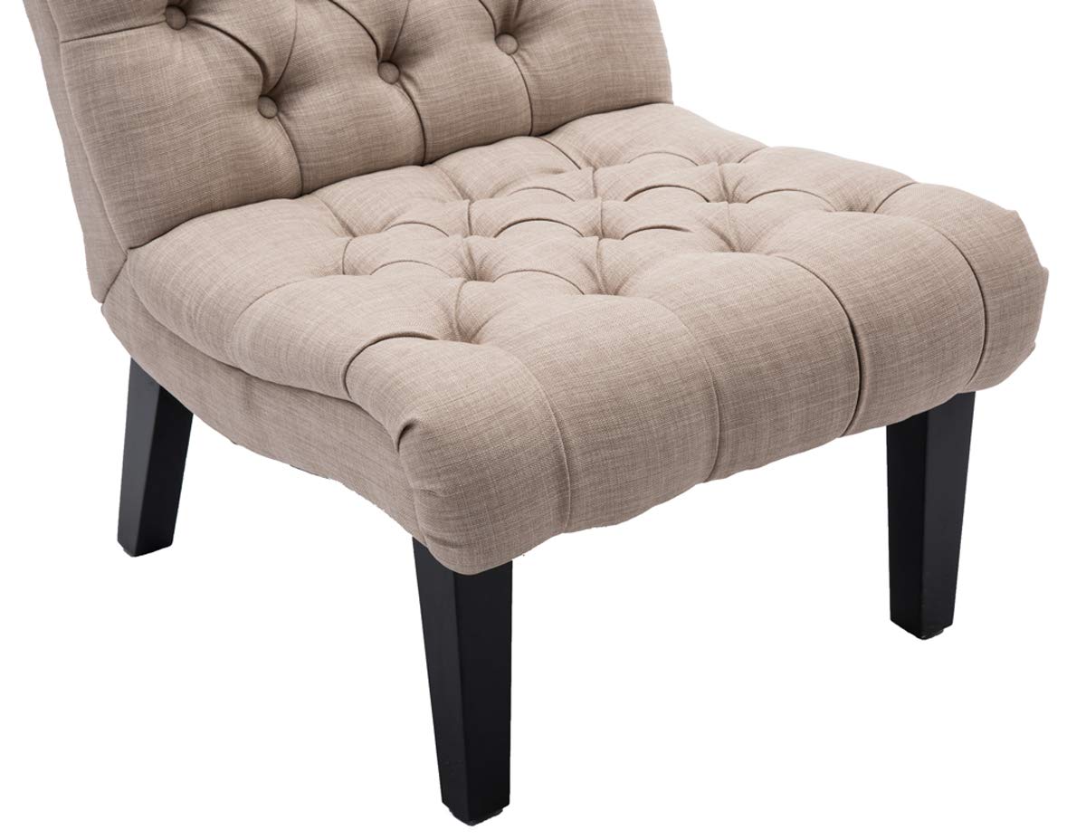 Premium Set of 2 Button Tufted Accent Chairs - Khaki Upholstered Lounge Chairs for Living Room, Bedroom & Office - Comfortable Guest Seating for Home Decor & Relaxation