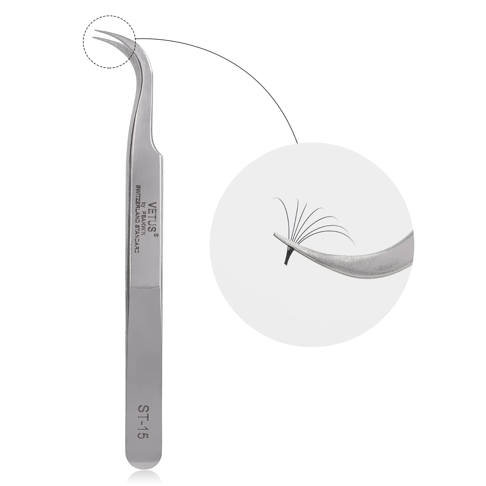 BEYELIAN Professional Eyelash Extension Tweezers - Curved Tip Stainless Steel Lashes Tweezers ST-15 for Salon & Home Use - Perfect for Lash Artists & Makeup Enthusiasts