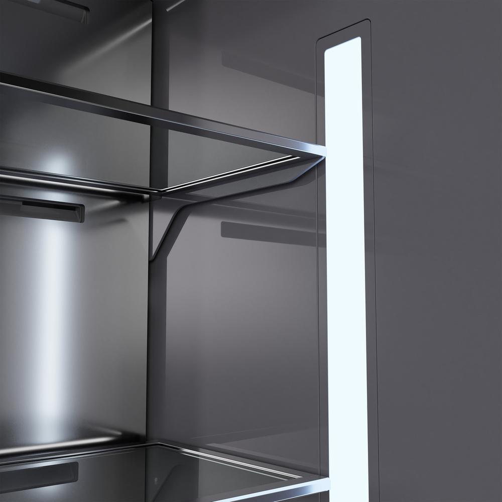 ZLINE Autograph Edition 30 Inch Built-In Bottom Freezer Refrigerator - 16.1 cu.ft Capacity, Panel Ready, Water Dispenser & Ice Maker, Graphite Gray Interior with Champagne Bronze Accents (GRBIVZ 30 CB) - Perfect for Modern Kitchens, Open Concept Homes & Luxury Appliances Integration