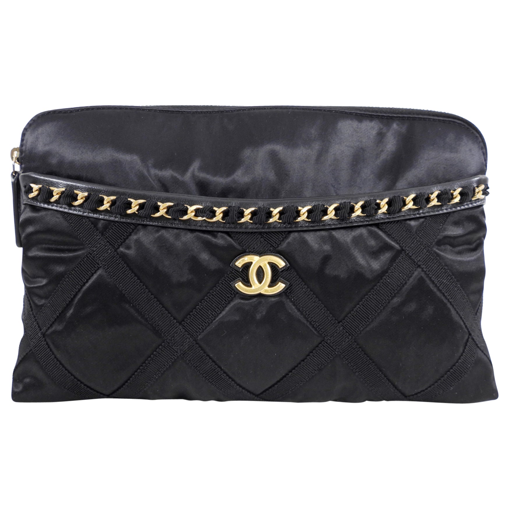 Chanel 21A Medium Satin Trousse Clutch Convertible Tote Bag - Luxury Designer Handbag for Women, Perfect for Evening Parties & Special Occasions