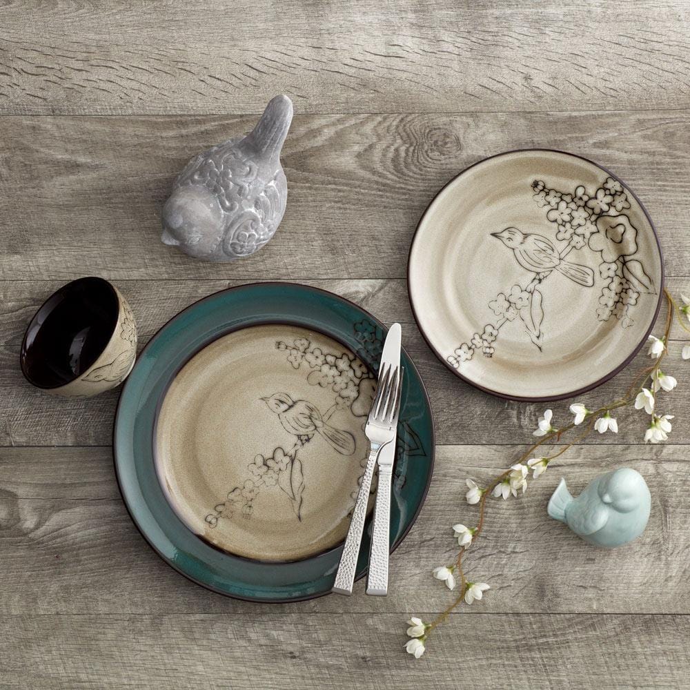 Song Bird Set of 4 Dinner Plates - Elegant Floral Bird Design Ceramic Plates for Dining, Home Decor & Gift Giving | Perfect for Everyday Meals, Dinner Parties & Special Occasions