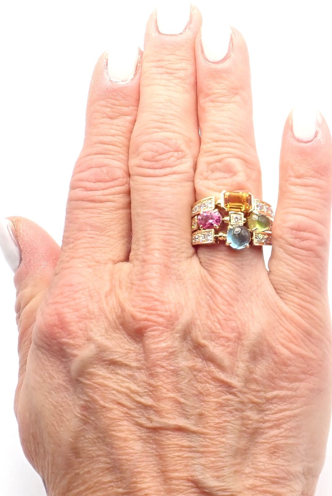 Bulgari Allegra 18K Gold Diamond Ring with Peridot, Tourmaline & Citrine Gemstones - Luxury Jewelry for Women, Perfect for Weddings, Anniversaries & Special Occasions