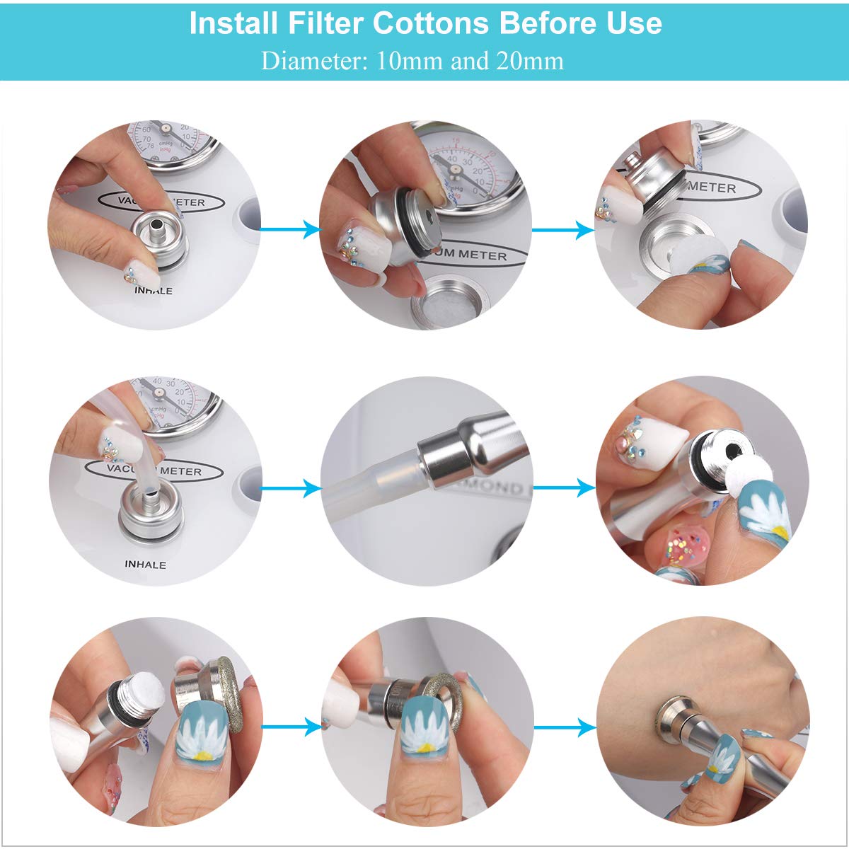 Professional Diamond Microdermabrasion Machine - 65-68cmHg Strong Suction Power for Skin Peeling, Rejuvenation & Tightening | At-Home Facial Treatment & Spa Quality Skin Care Device