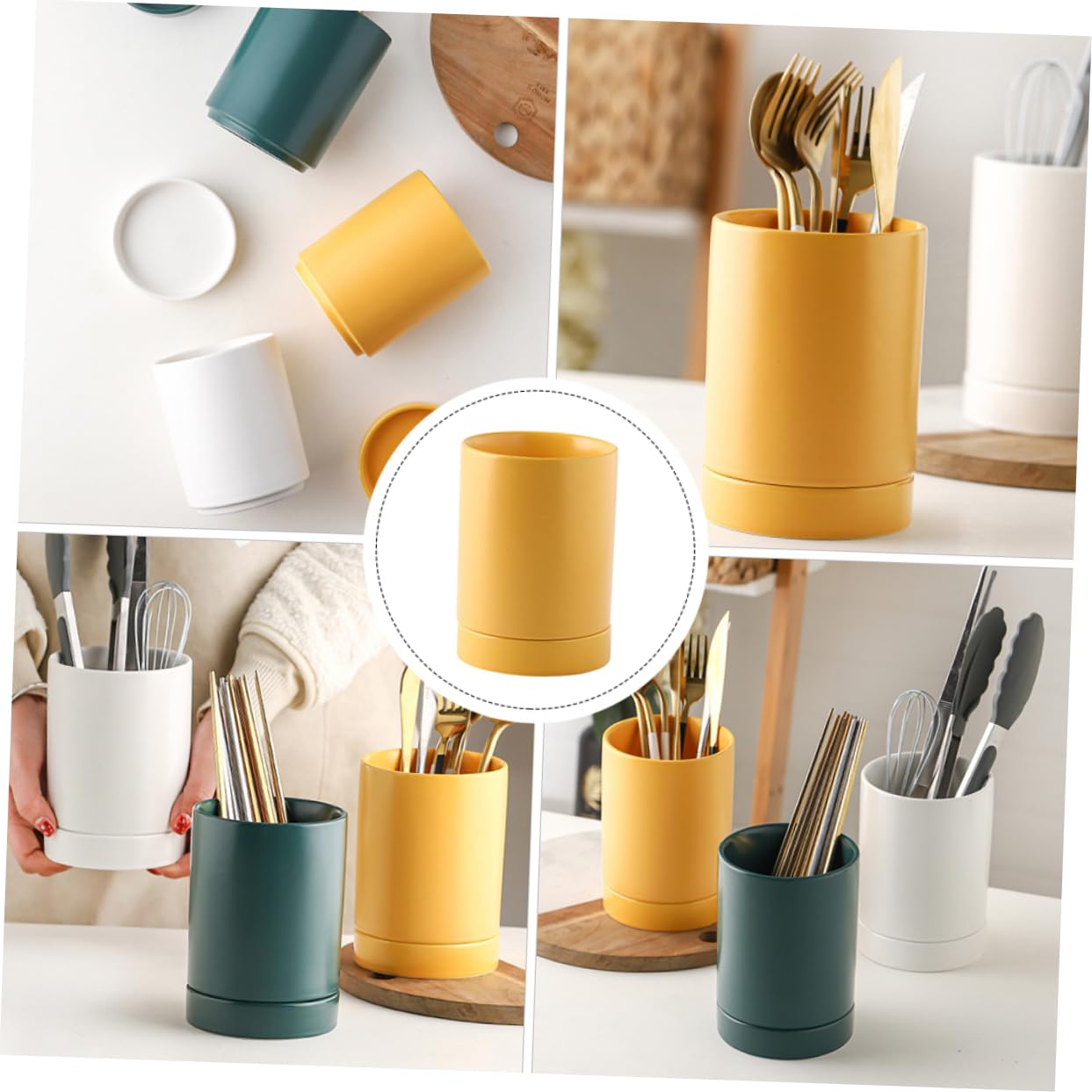**Hemoton Marble Countertop Utensil Organizer - Kitchen Spoon, Fork, Chopstick Holder - Plastic Silverware Storage Canister for Countertop - Perfect for Kitchen, Dining Room, and Restaurant Use**