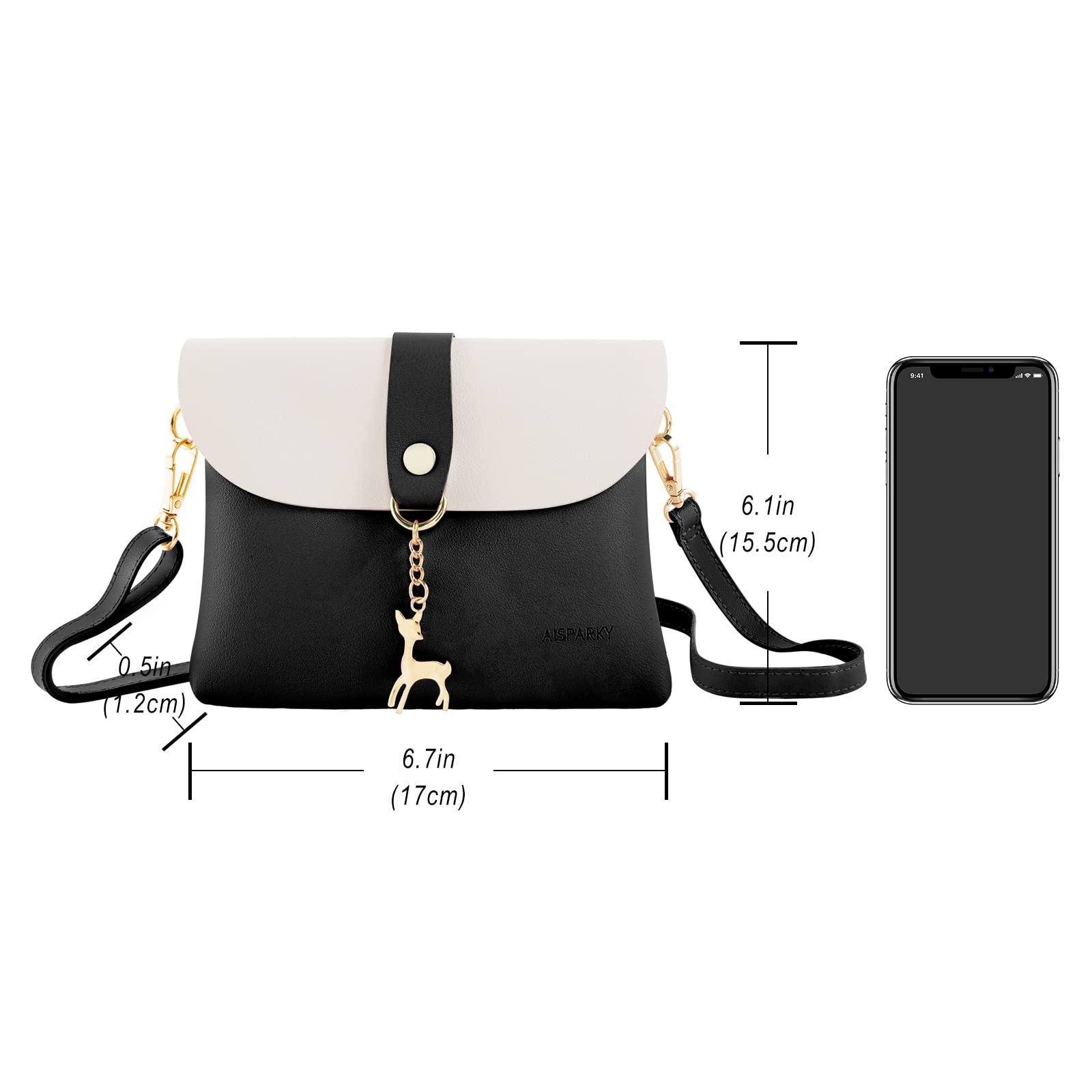 AISPARKY Small Crossbody Purse for Women - PU Leather Mini Shoulder Bag with Adjustable Strap & Gold Chain, Fashionable Pendant Design | Perfect for Daily Use, Travel, Shopping & Parties