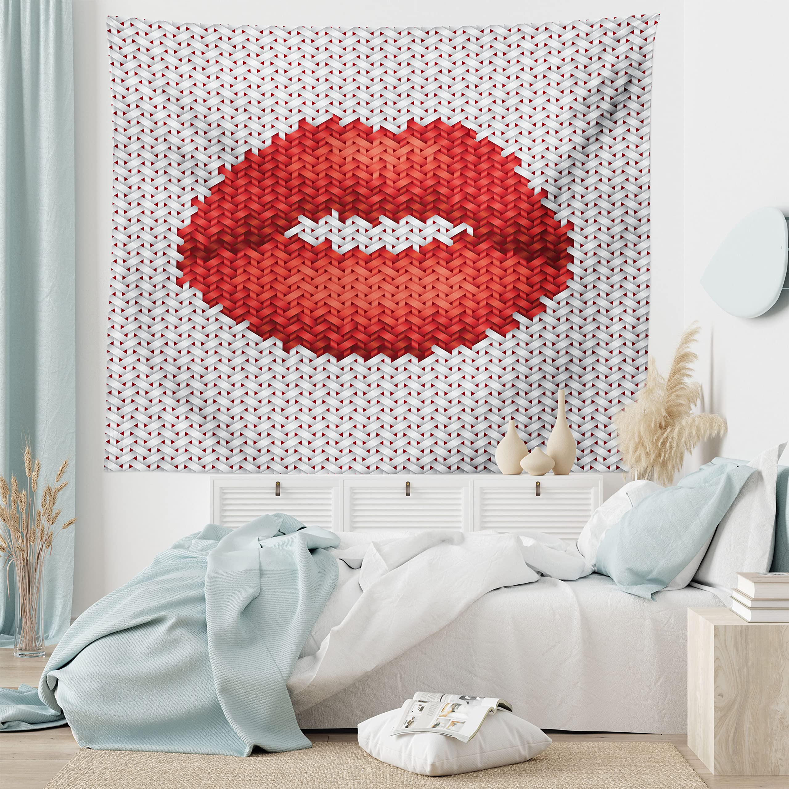Ambesonne Feminine Tapestry - Twin Size Lips Design for Bedroom Wall Decor