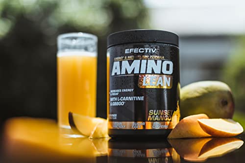 Efectiv Nutrition Amino Lean 240g - Sunset Mango Flavor | Pre-Workout & Post-Workout Recovery Supplement for Energy & Muscle Growth | Ideal for Gym, Fitness & Bodybuilding