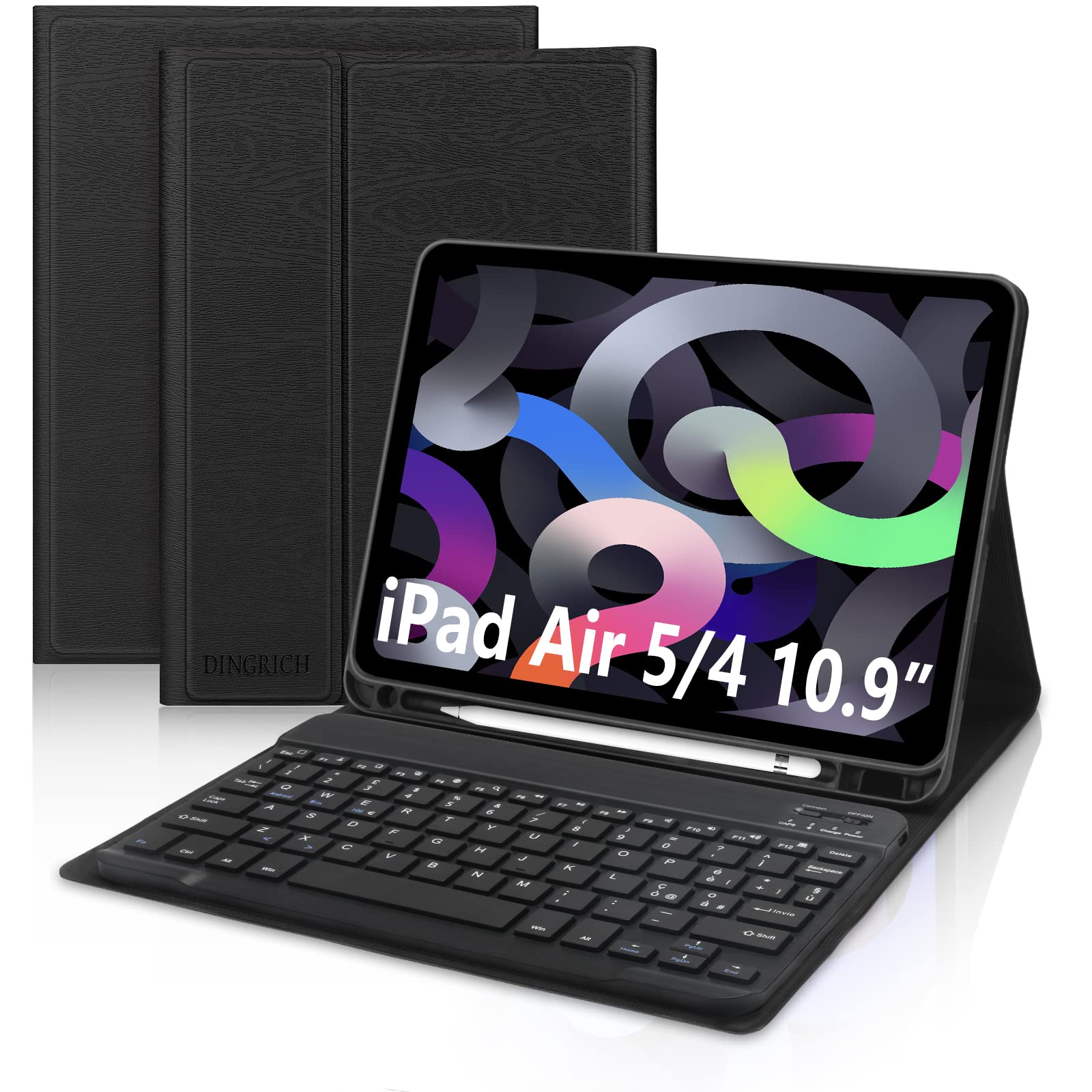 D DINGRICH Italian Keyboard Case for iPad Air 5th Gen 2022 / Air 4th Gen 2020 - Wireless Keyboard with Italian Layout for iPad Air 5/4 10.9