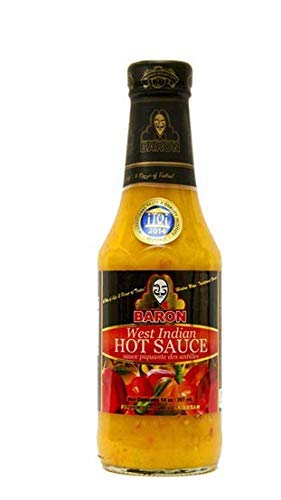 Baron West Indian Hot Sauce 14 oz Bottle - Authentic Caribbean Flavor for Grilling, Cooking & Spicy Food Lovers