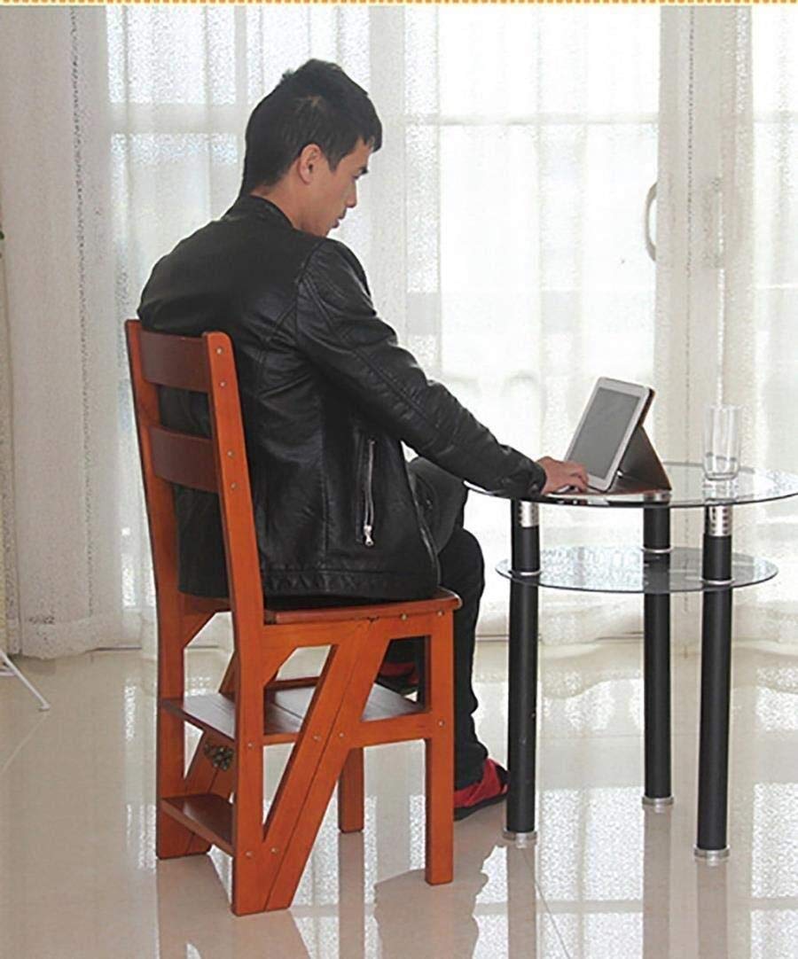 3-Step Foldable Wooden Stool Ladder - Dark Brown Creative Multi-Functional 4-Layer Step Stool for Home, Kitchen, Bathroom & Storage Use