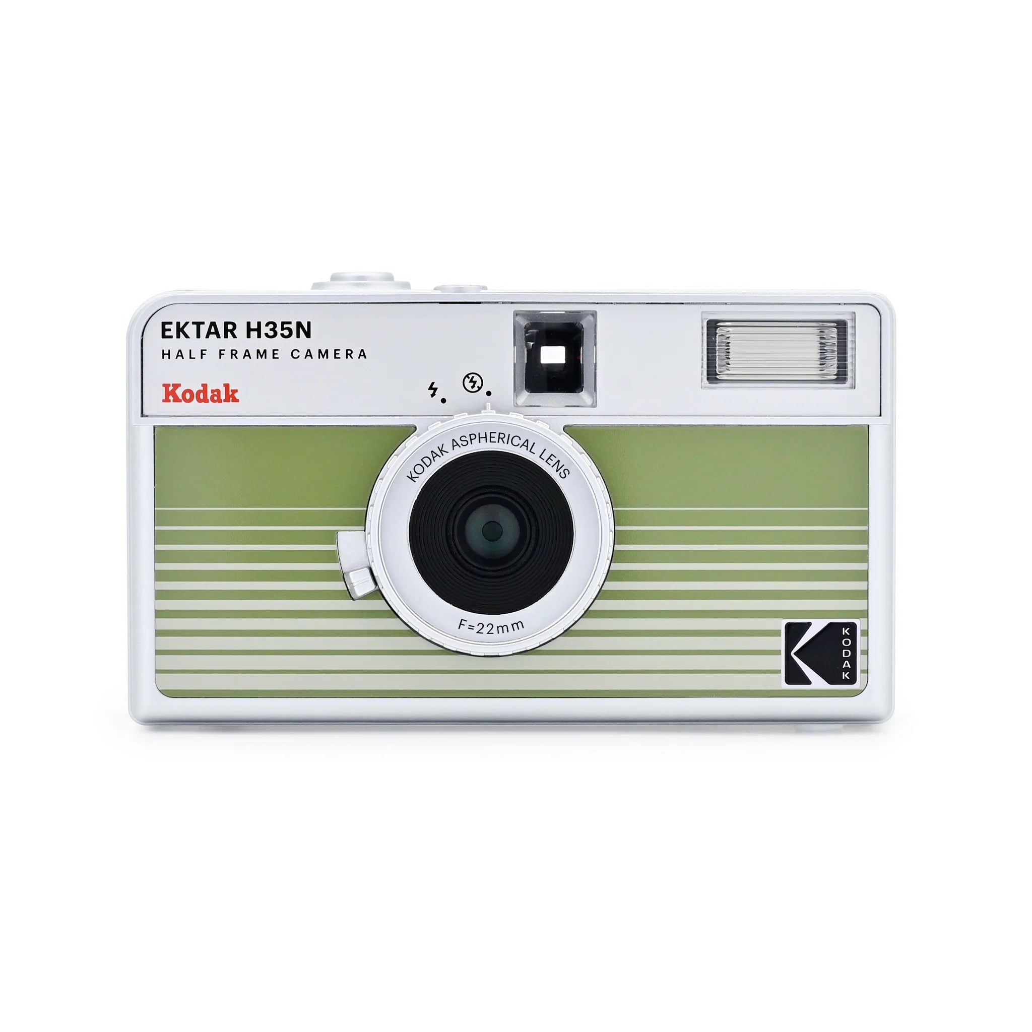 Kodak Ektar H35N Half Frame 35mm Film Camera - Lightweight & Compact, Retro Striped Green Design - Perfect for Travel, Street Photography & Vintage Film Enthusiasts