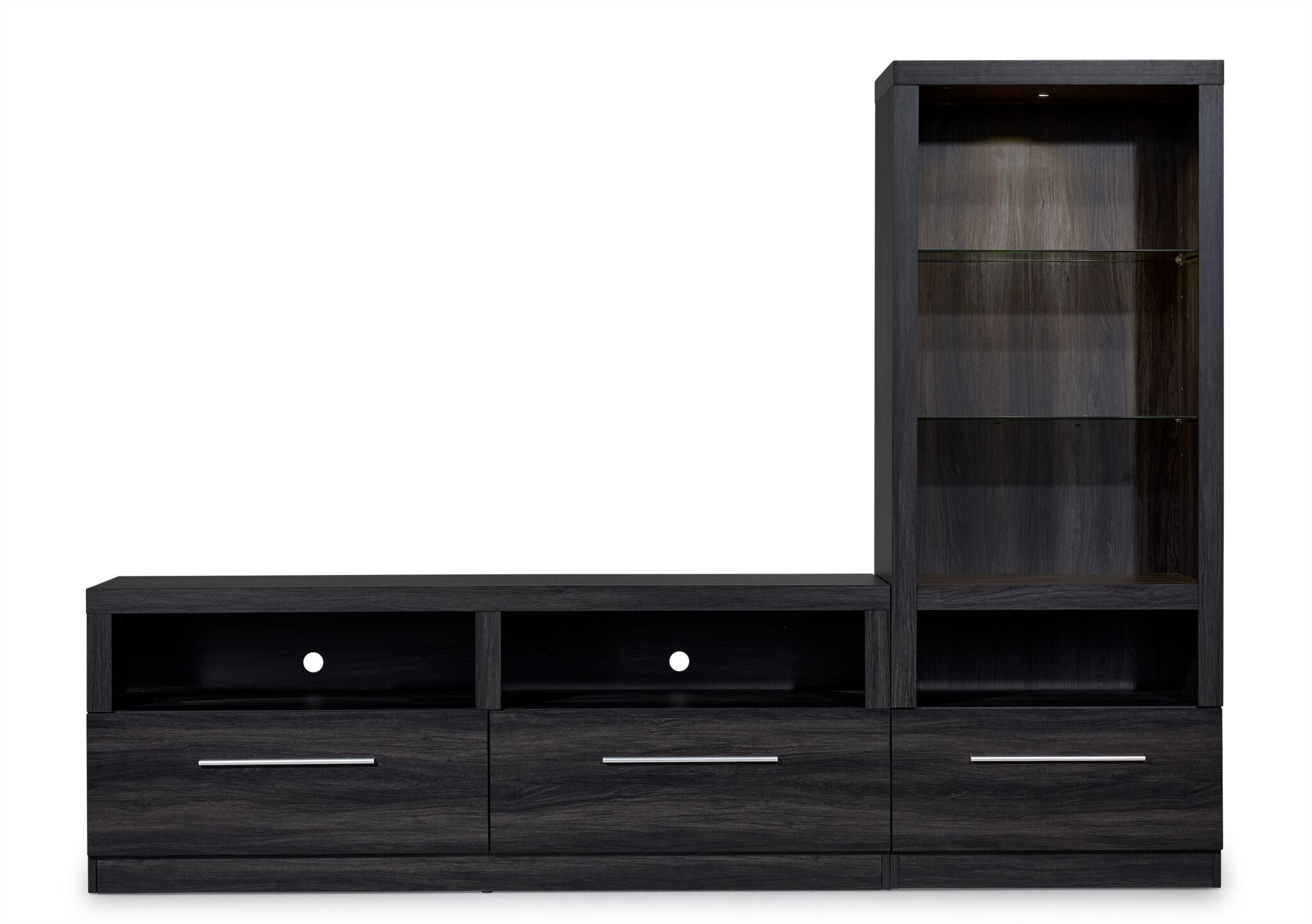 Bronte 58 Inch TV Stand with Pier Package - Charcoal Grey - Modern Entertainment Center for Living Room, Bedroom & Home Theater