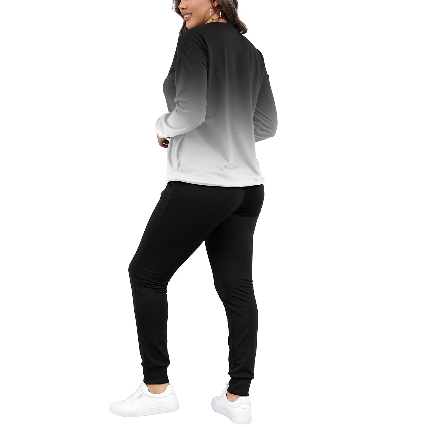 HBQ Women's Two Piece Outfits - Long Sleeve Casual Sweatsuits & Jogger Tracksuits Lounge Sets with Pockets | Comfy Loungewear for Home, Gym & Running
