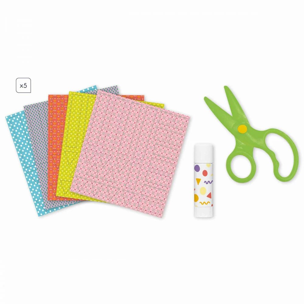 Janod Kids Craft Kit for Ages 4+ - Cutting & Sticking Activity Set for Preschoolers - Perfect for Early Learning, Fine Motor Skills Development & Creative Play at Home or School