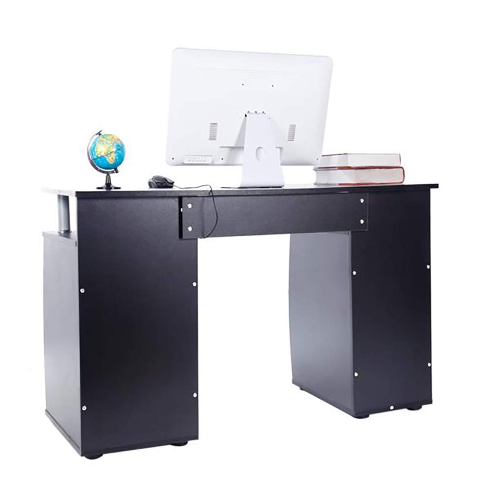 2021 Commercial Standardized Computer Desk - Black Office Gaming Table with 1 Door & 3 Drawers - Ergonomic Workstation for Home Office, Study & Gaming Setup