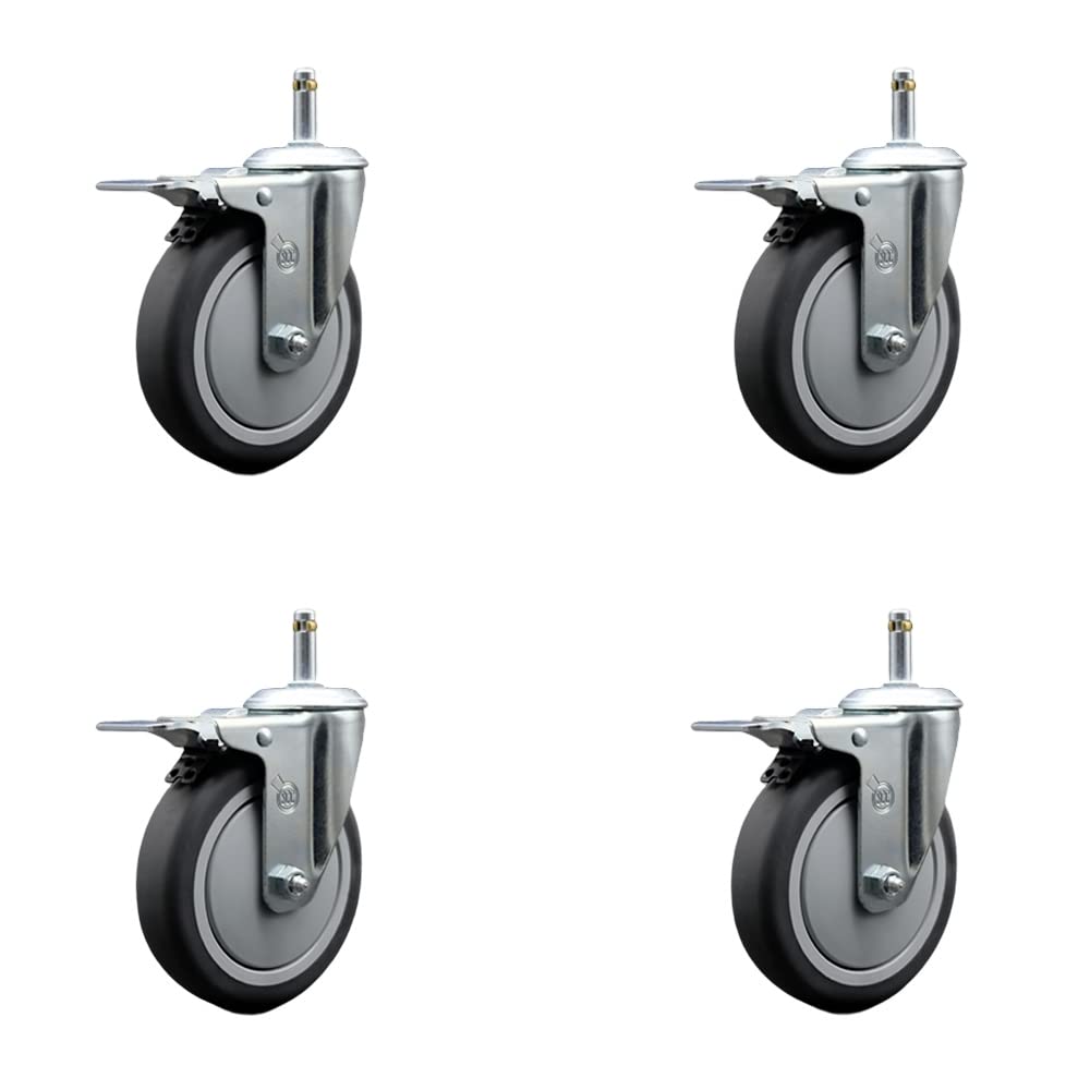 Rubbermaid Mobile Shelf Truck 5 Inch Replacement Caster Wheels Set - 4 Swivel Casters with Total Lock Brakes - Compatible with Rubbermaid Utility Carts - Heavy Duty Service Casters for Warehouse, Retail, and Industrial Use