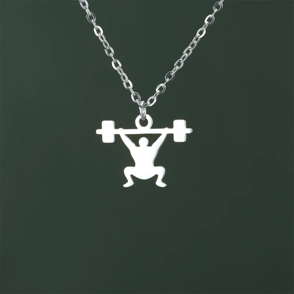 Stainless Steel Dumbbell Necklace for Men - Weightlifting & Gym Jewelry Gift for Bodybuilders & Fitness Enthusiasts | Perfect for Workouts, Sports & Casual Wear