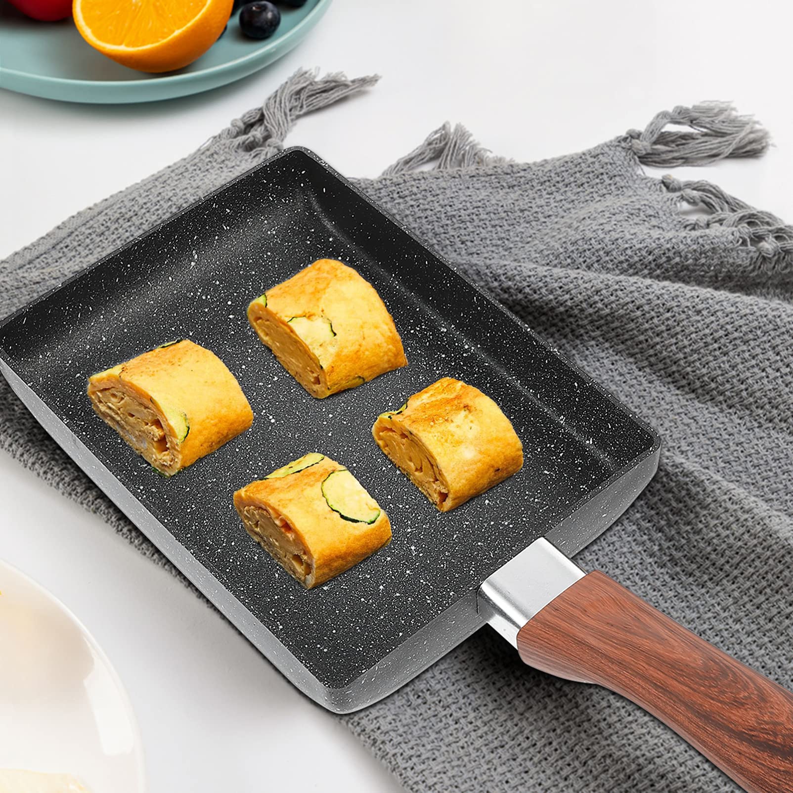 **Hemoton 1-Piece Nonstick Square Tamagoyaki Pan - Mini Frying Skillet for Steak, Eggs & Breakfast - Induction Cooktop Compatible Iron Griddle - Perfect for Japanese Omelette, Pancakes & Cooking at Home**