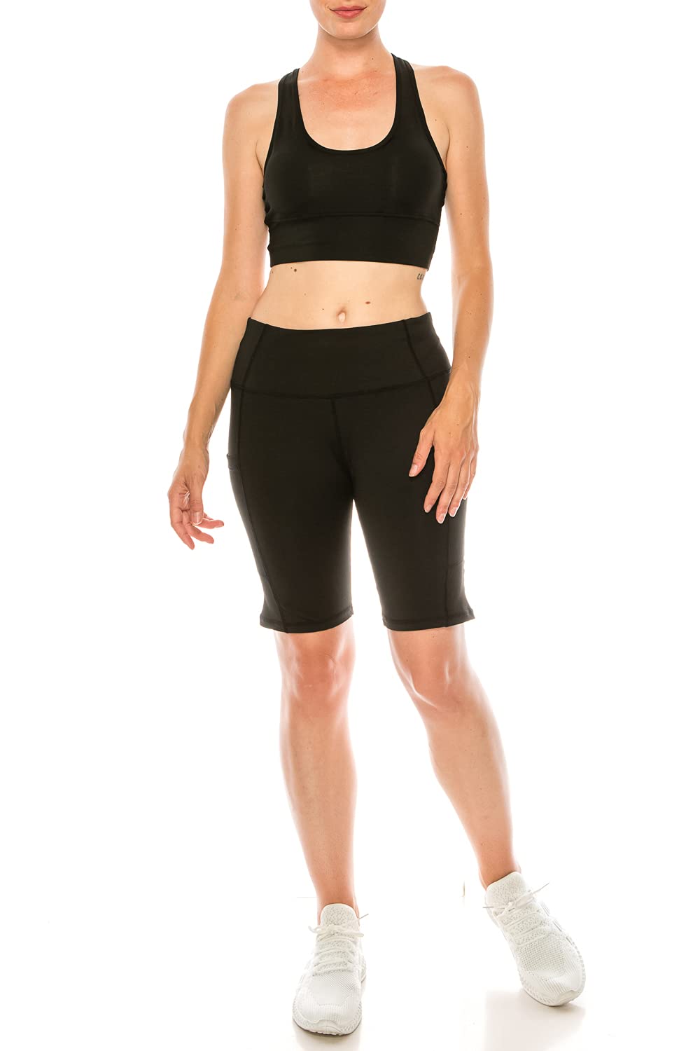 LA12ST Women's High Waist Biker Shorts - Yoga, Workout, Running & Exercise Compression Shorts with Side Pockets | Perfect for Gym, Cycling, Pilates & Lounge Wear