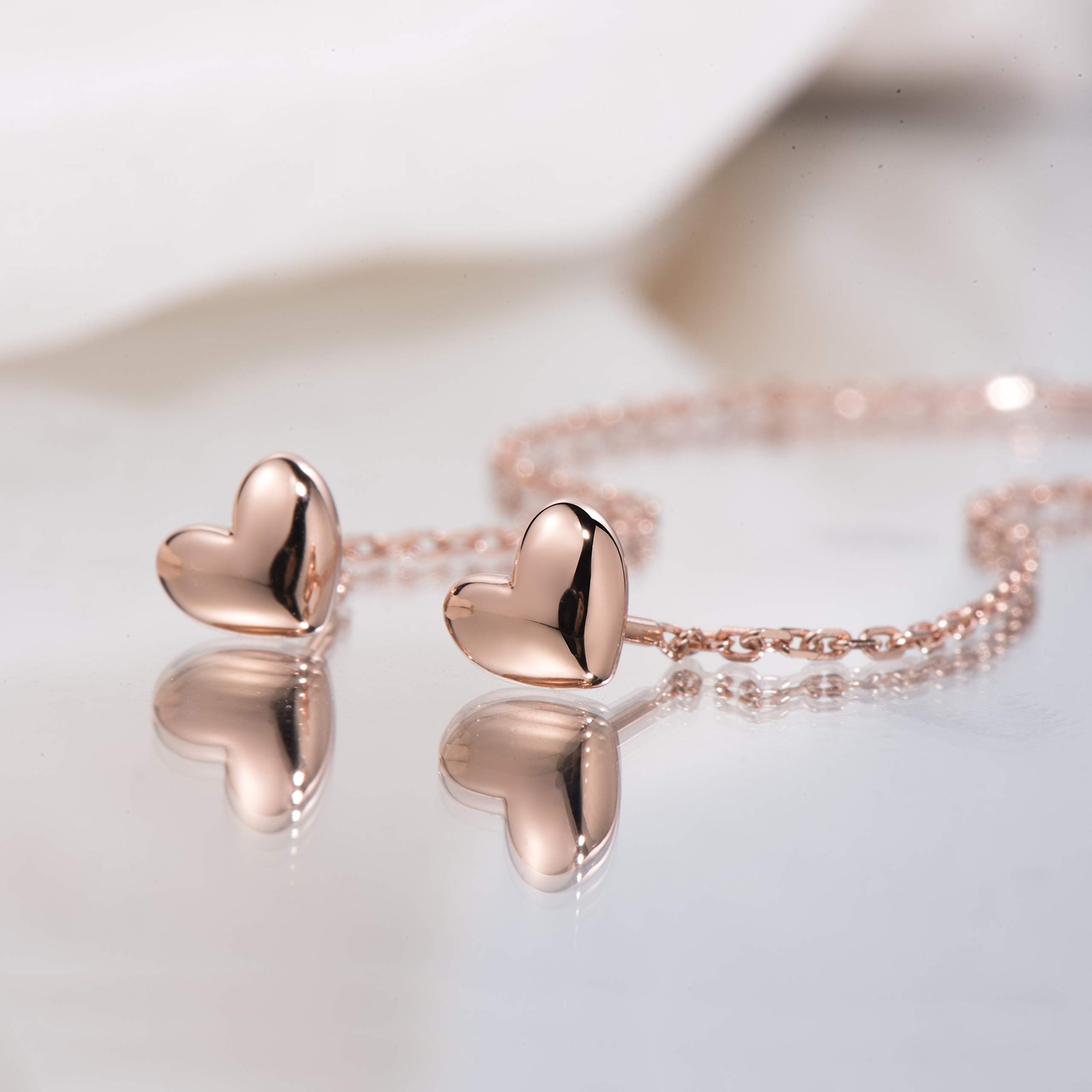 Elegant S.Leaf Sterling Silver Stud Earrings for Women - 14K Gold Plated Tiny Heart Earrings | Dainty Minimalist Jewelry for Everyday Wear, Gift Giving & Special Occasions