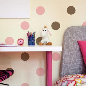 Pink & Brown Polka Dot Wall Decals - Removable Nursery & Kids Room Decor for Girls & Boys - Perfect for Bedroom, Playroom & Dorm Room Styling
