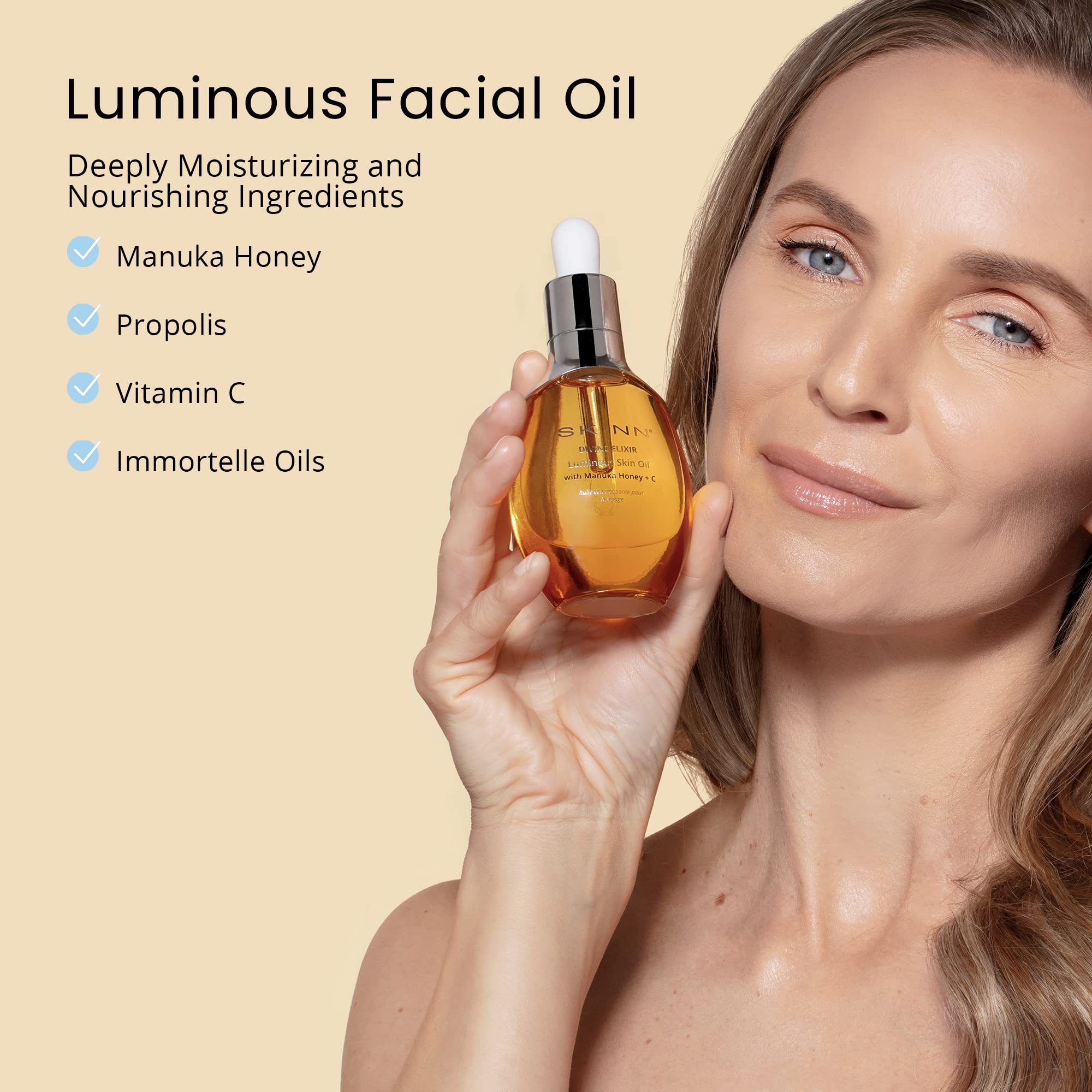 SKINN Luminous Facial Oil & Firming Cream Set - Anti-Aging Skincare Duo for Glowing Skin | Day & Night Hydration Routine