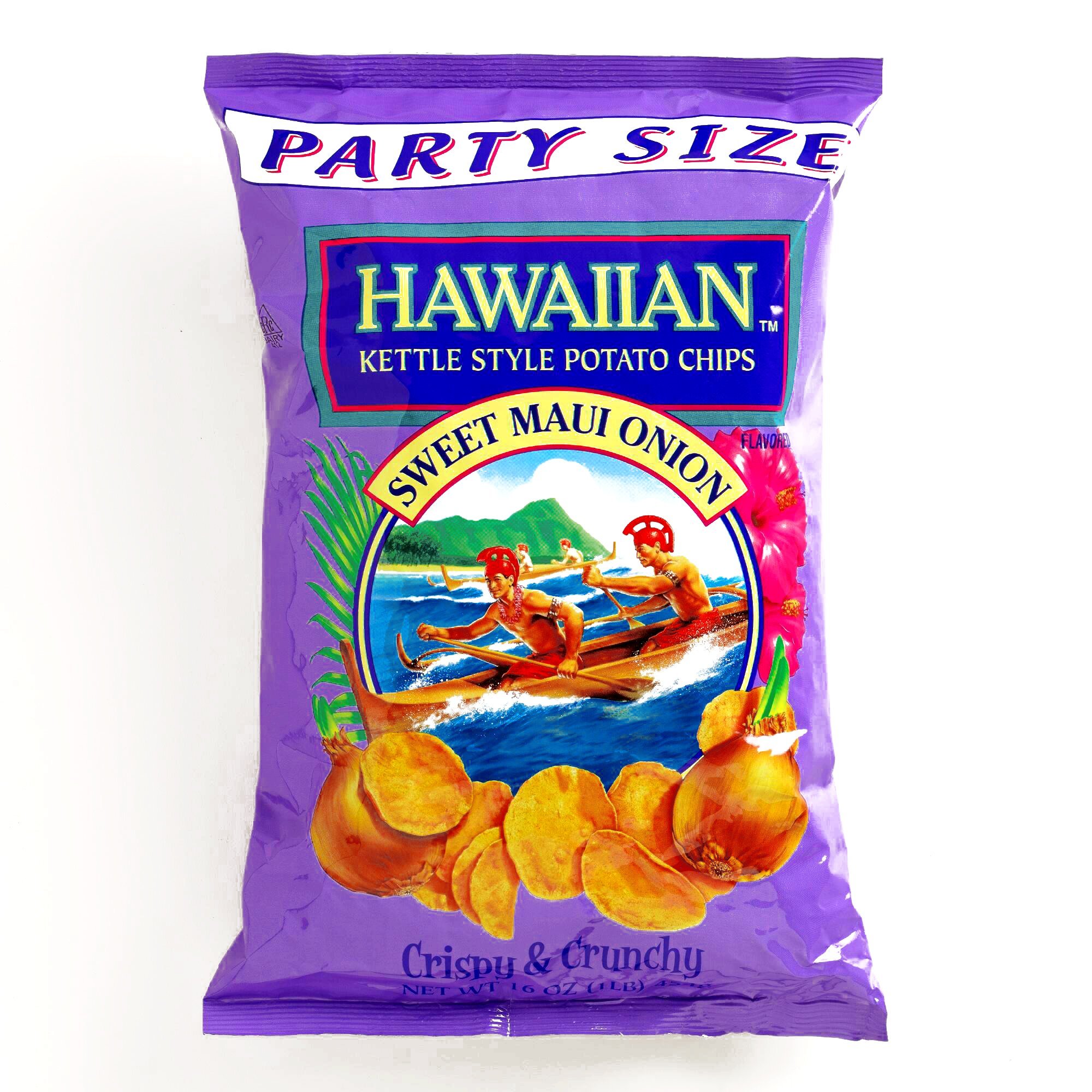 Hawaiian Sweet Maui Onion Kettle-Cooked Potato Chips - 16 oz Bag (Pack of 3) - Crunchy Snack for Parties, Picnics & Movie Nights
