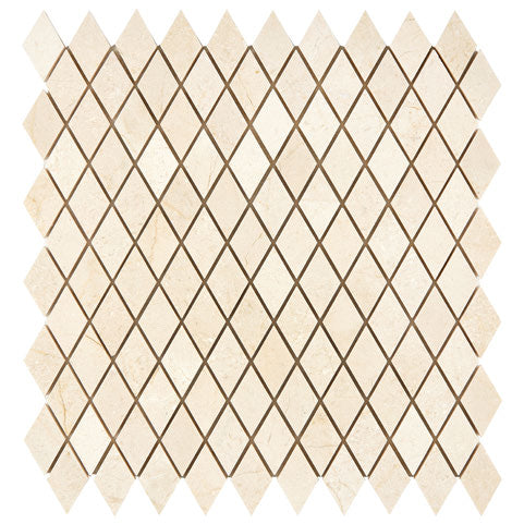 Premium Crema Marfil Marble Diamond Mosaic Tiles - Elegant Natural Stone Backsplash for Kitchen & Bathroom Renovation