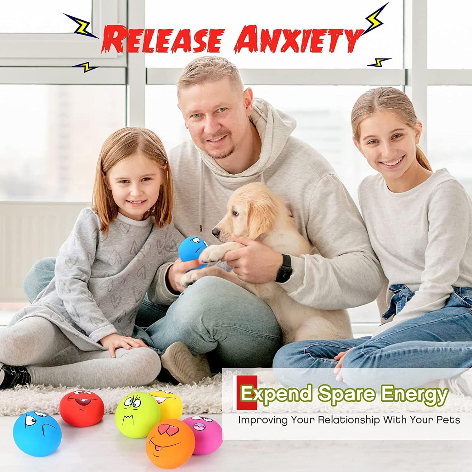 **Durable Latex Rubber Squeaky Dog Toys - 6PCS Soft Chew Teething Fetch Balls for Small & Medium Dogs - Perfect for Playtime, Training & Puppy Gifts**
