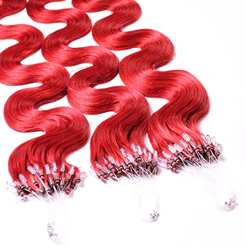Hair2Heart 100-Piece 1g Microring Loop Hair Extensions – 20-Inch Wavy Red Hair Extensions for Volume & Length | Perfect for Parties, Weddings & Everyday Styling