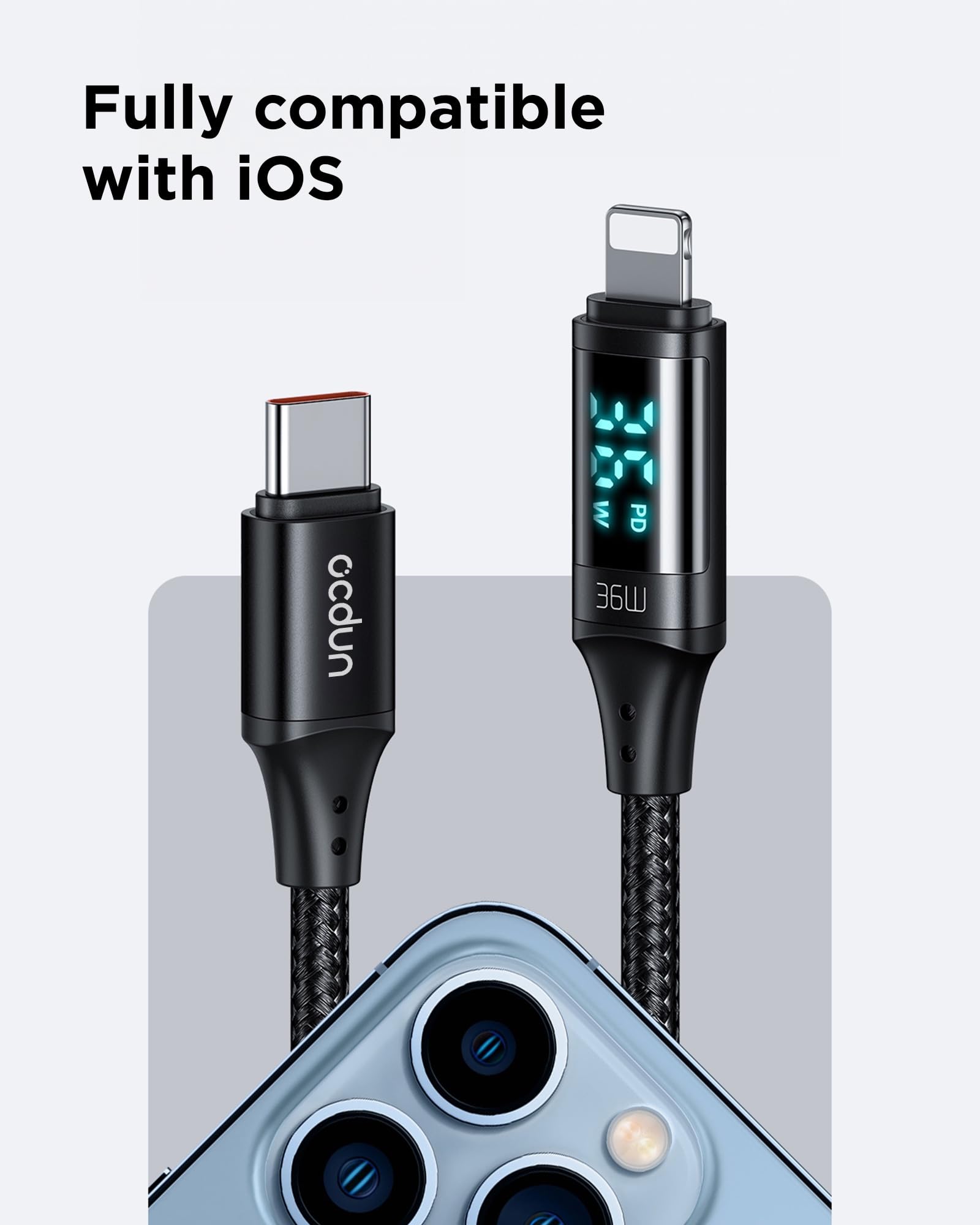 Premium 36W USB C to Lightning Cable Fast Charger - Nylon Braided iPhone Charging Cable Compatible with iPhone 14/13/12/11/XS/8/SE, AirPods & iPad - Perfect for Home, Office & Travel Charging