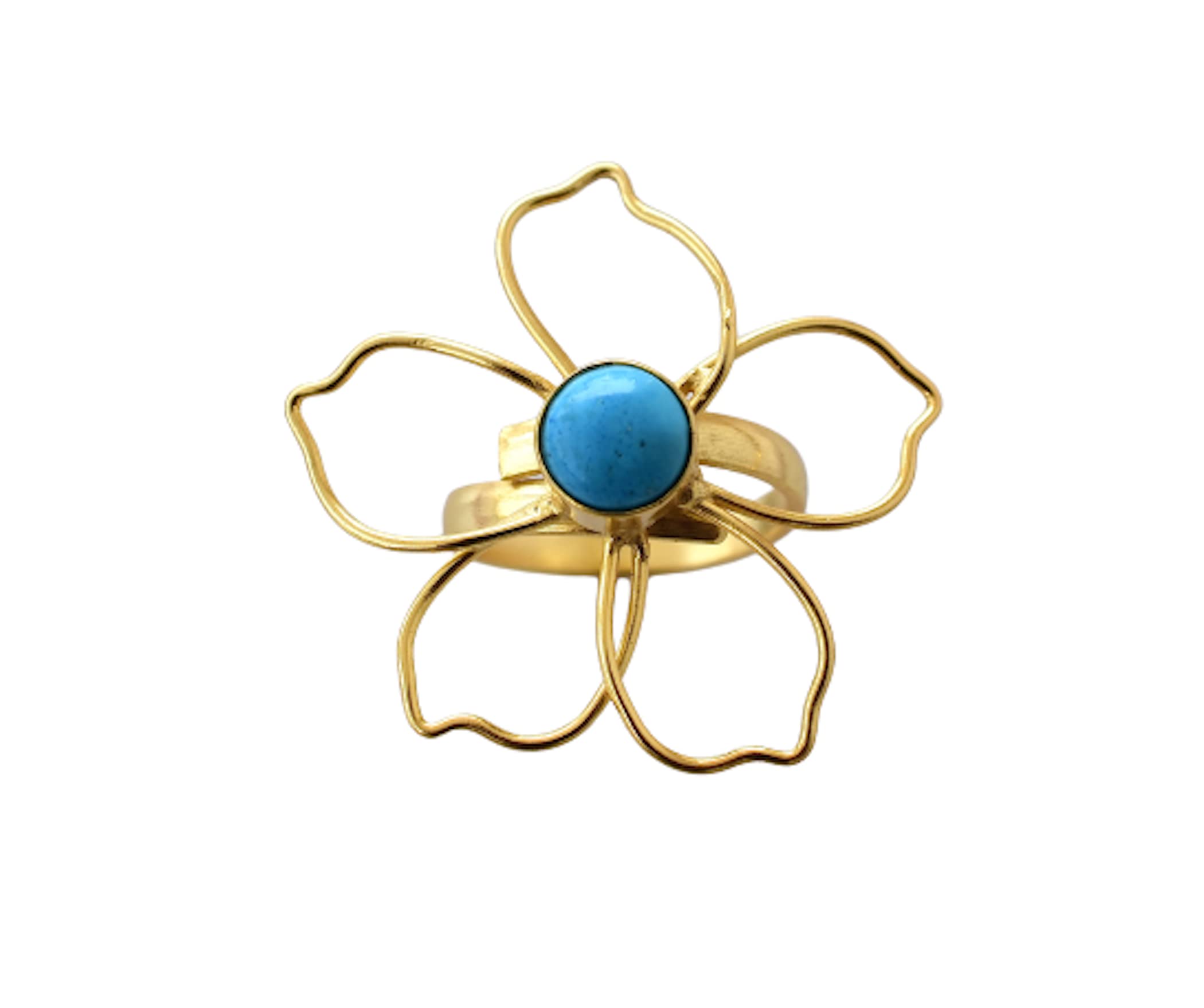 Veracity Jewelry Gold Plated Gemstone Rings for Women & Girls - Handmade Western Style Turquoise Blue Rings - Perfect Gift for Birthday, Anniversary, Wife, Mom, Girlfriend, Sister - Ideal for Parties, Weddings & Everyday Wear