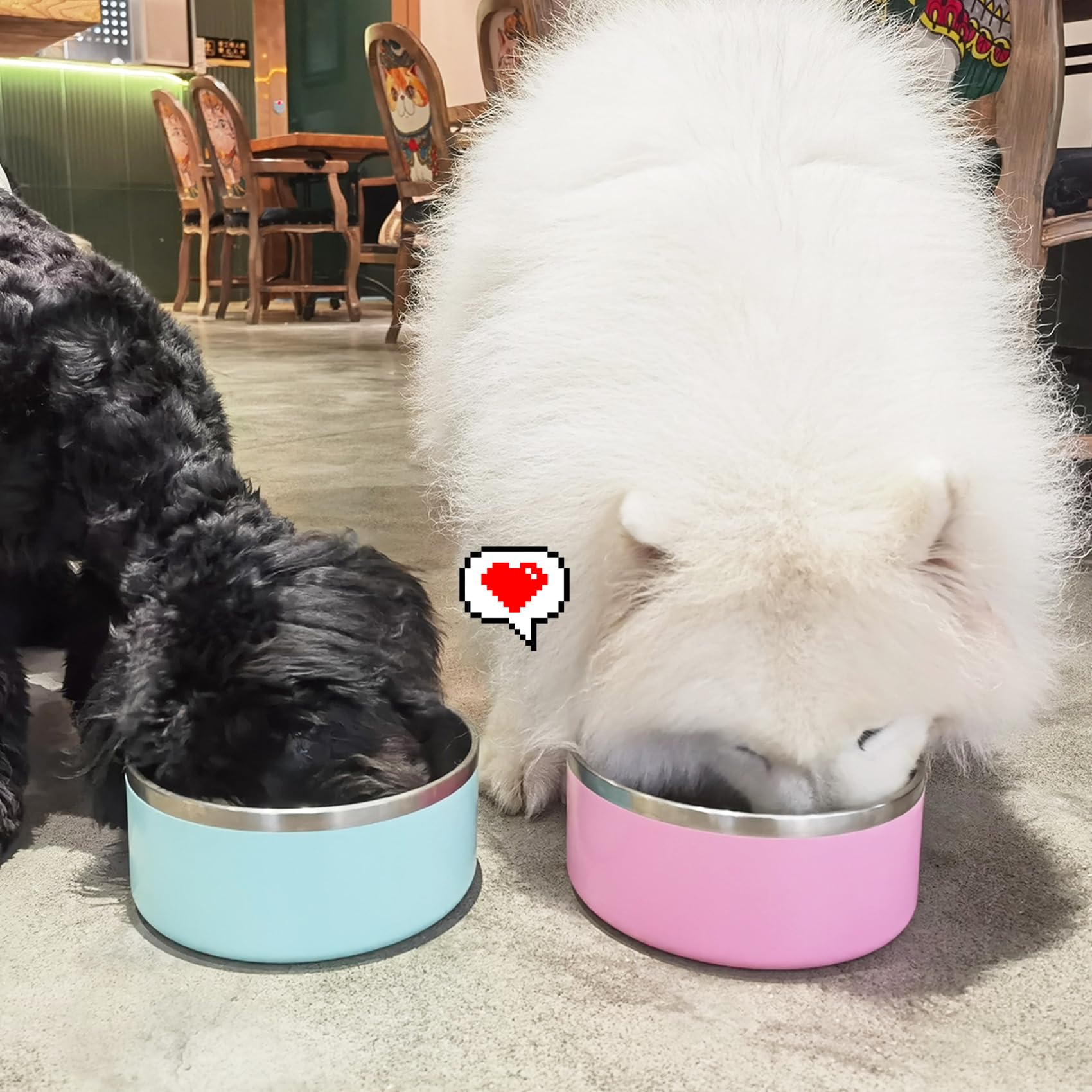 LIHONG Stainless Steel Dog Bowls - Non-Slip, Insulated Pet Food & Water Bowl for Small & Medium Dogs - Rustproof, 40oz, Pink - Perfect for Indoor/Outdoor Feeding & Travel Use