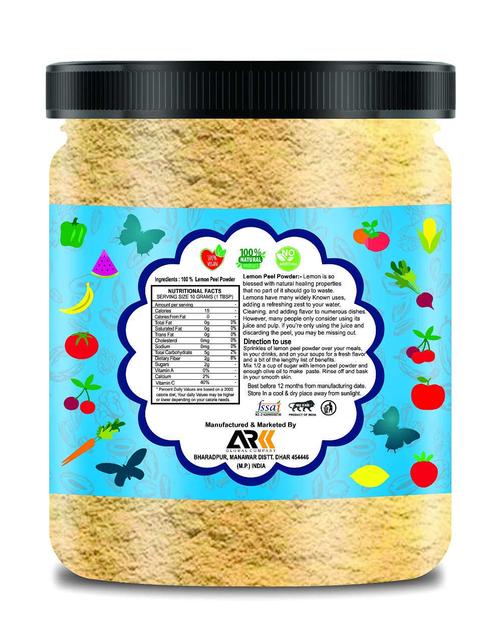 Organic Infinity Lemon Peel Powder (Citrus Limonum) - 100g | Rich in Vitamin C | Natural Skin Brightening & Exfoliating | Face Cleanser, Mask & Hair Pack | For Glowing Skin & Healthy Hair Care | DIY Beauty & Organic Skincare Routine