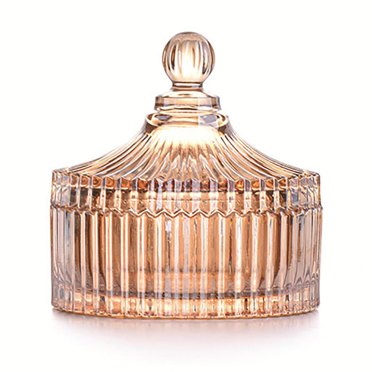 Colorful Glass Jar with Lid - Airtight Food Storage Container for Candy, Cookies, Biscuits & Jewelry | Decorative Amber Jar for Kitchen, Pantry & Home Decor